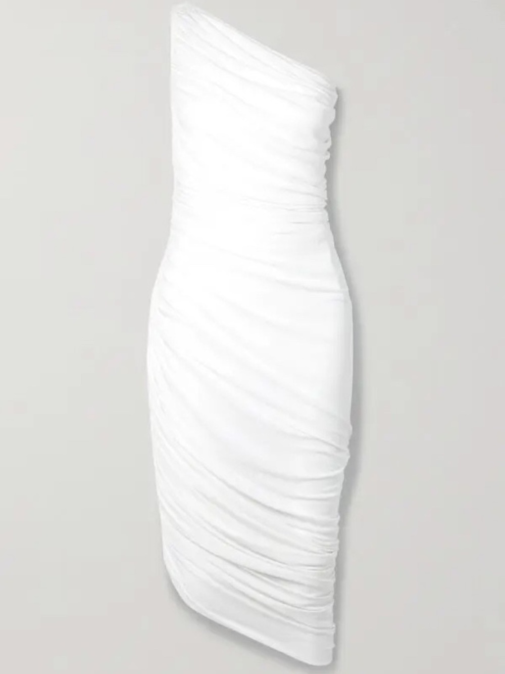 Norma Kamali Diana Dress XL White One Shoulder Ruched Mini Knee Length NWT